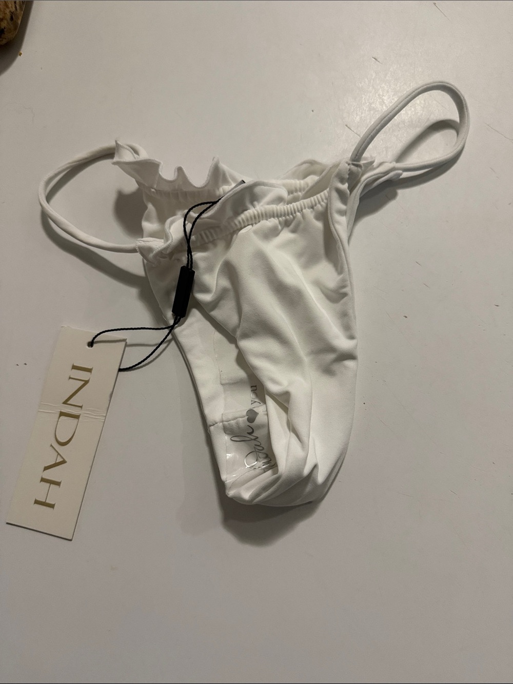 Indah White Ruffle-Trim Bikini Bottom brand new